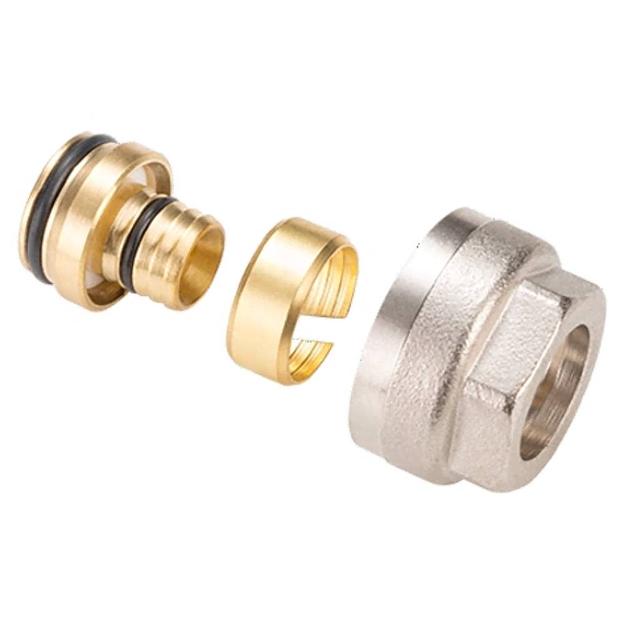 Фитинг обжимной MVI для полиэтиленовой и металполимерной трубы 16x2.0x3/4" под евроконус фото 1