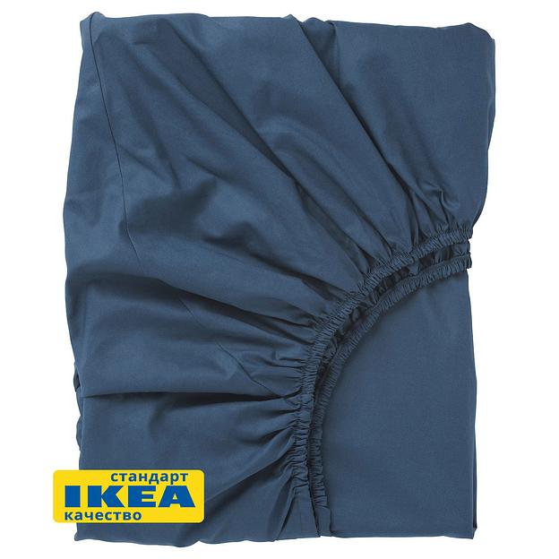 Простыня на резинке УЛЬВИДОРО (ИКЕА УЛЛЬВИДЕ) 180x200, темно-синий, поплин KL-70351155 фото 1