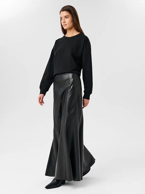 Юбка годе из экокожи, черный, опт фото 1