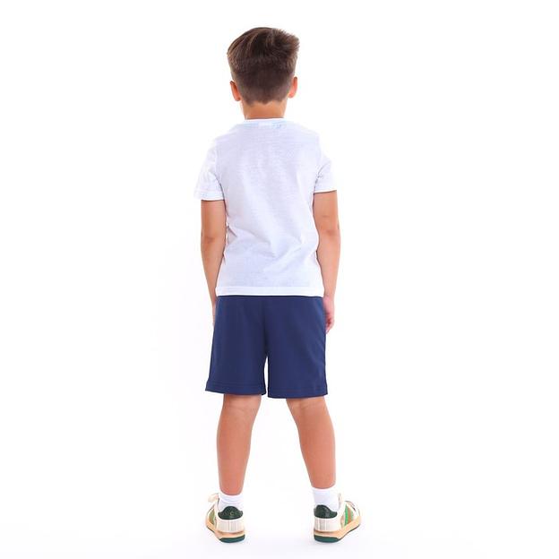 Комплект (футболка, шорты) для мальчика Let's go, рост 104-110 см белый, синий ОПТ фото 3