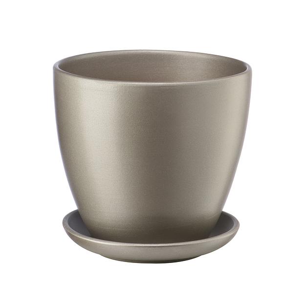 Керамический горшок "Бутон" с подставкой, 2,4л., Д175 Ш175 В158, темно-серый фото 1