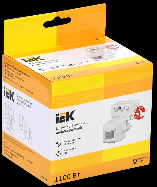 Iek LDD13-019-1100-001 Датчик движения ДД 019 белый, макс. нагрузка 1100Вт, угол обзора 120град., дальность 12м, IP44, ИЭК фото 2