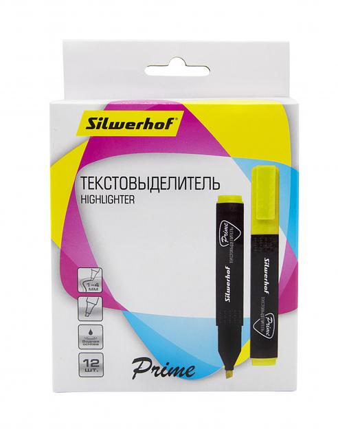 Текстовыделитель Silwerhof Prime 108035-05 скошенный пиш. наконечник 1-4мм желтый коробка фото 3