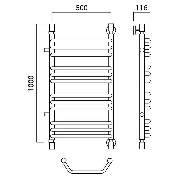 Полотенцесушитель водяной Роснерж Трапеция L108011 100x50 с боковым подключением 500 групповой фото 2