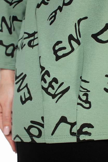 Туника футер 2-х нитка  4187/01/Оливковый, черный  фото 5