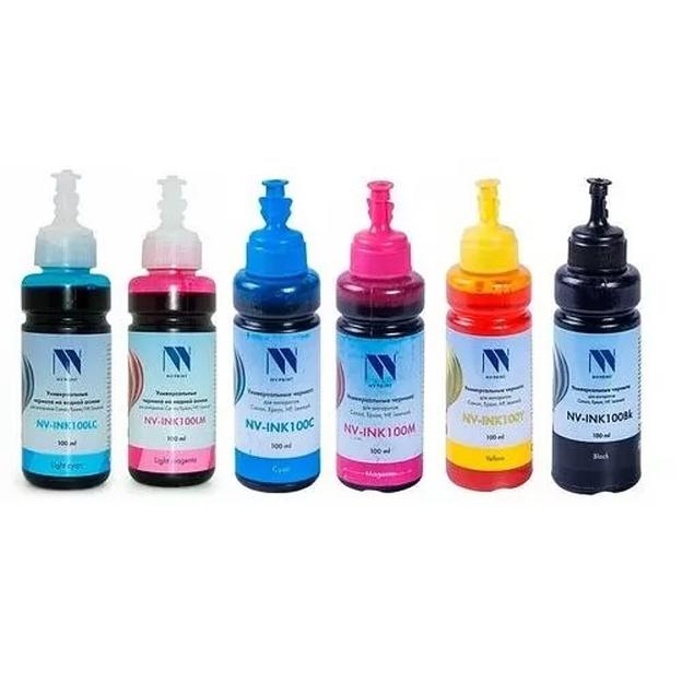 Чернила NVP NV-INK100-6 универсальные на водной основе для аппаратов Epson, комплект 6 цветов по 100 фото 1