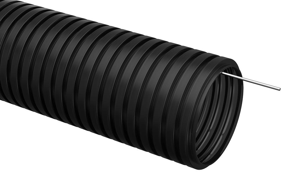 Труба гофр. гибкая ПНД IEK CTG20-16-K02-050-1 внеш.D=16мм с протяжкой 50м чёрн. фото 1