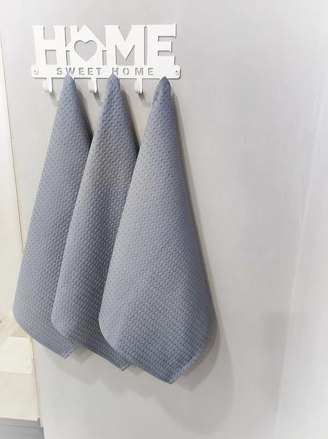 Набор вафельных полотенец для кухни, 3 штуки, серые опт фото 1