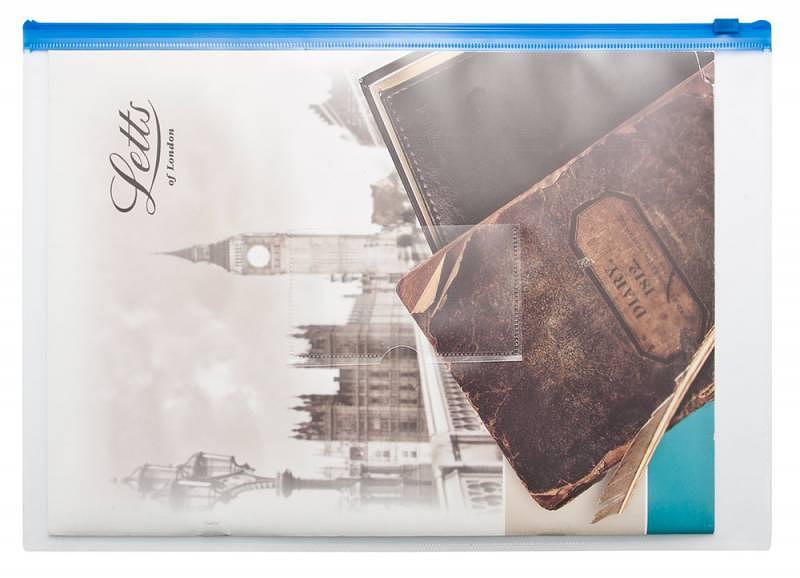 Папка на молнии ZIP Бюрократ -BPM4ABLUE A4+ полипропилен 0.15мм карм.для визит. цвет молнии синий фото 2