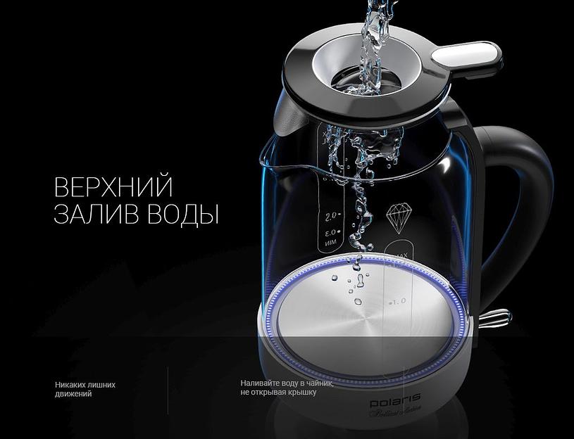 Чайник электрический Polaris PWK 1753CGL 1.5л. 1950Вт белый/черный (корпус: пластик/стекло) фото 3
