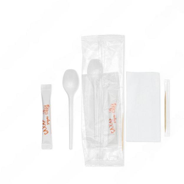 Комплект одноразовых приборов №4 эконом белый, 320 фото 1