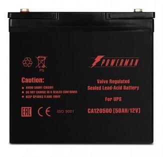 Батарея POWERMAN Battery CA12500, напряжение 12В, емкость 50Ач, макс. ток разряда 500А, макс. ток заряда 15А, свинцово-кислотная типа AGM, тип клемм M1, Д/Ш/В В229/138/208, 16.2 кг. POWERMAN POWERMAN Battery 12V/50AH фото 2