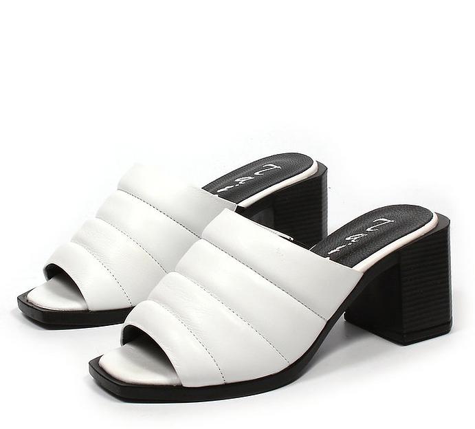 Сабо женские TAIS из натуральной кожи на каблуке, арт.327 белый ОПТ фото 7