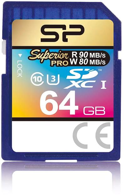 Флеш карта SD 64GB Silicon Power Superior Pro SDXC Class 10 UHS-I U3 90/80 Mb/s фото 1