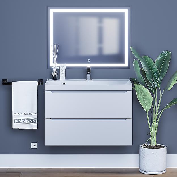 Тумба под раковину для ванной Uperwood Tanos 80 см, подвесная, белая матовая фото 4