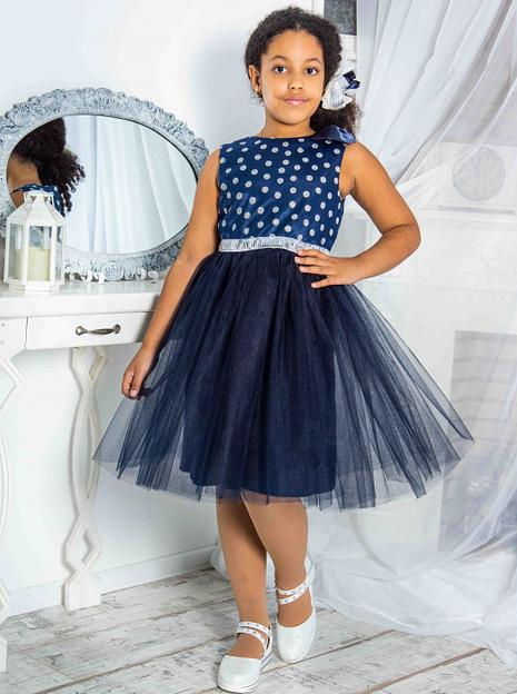 Платье для девочки Энди праздничное, тёмно-синее, 21-196_2 опт фото 2