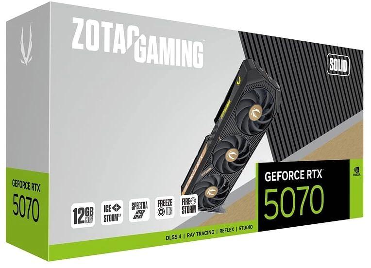 Видеокарта Zotac PCI-E 4.0 RTX 5070 SOLID NVIDIA GeForce RTX 5070 12Gb 192bit GDDR7 2512/28000 HDMIx1 DPx3 HDCP Ret фото 6