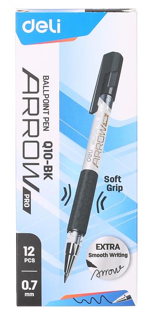 Ручка шариковая Deli EQ10-BK Arrow 0.7мм резин. манжета серый металлик/черный черные чернила фото 3