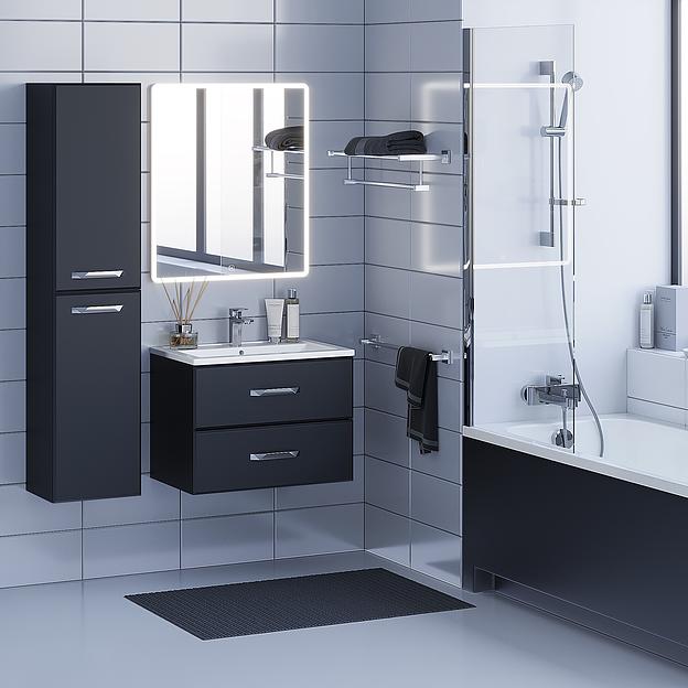 Тумба с раковиной для ванной Uperwood Foster 70 см, подвесная, черная фото 7