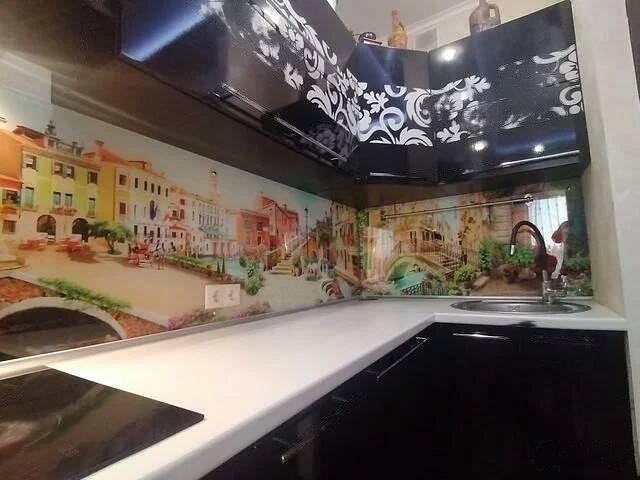 Скинали для кухни. Кухонный фартук из стекла фото 2