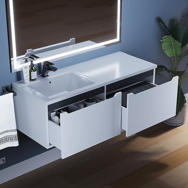 Тумба под раковину для ванной Uperwood Tanos 120 см, подвесная, левая, белый/графит фото 4