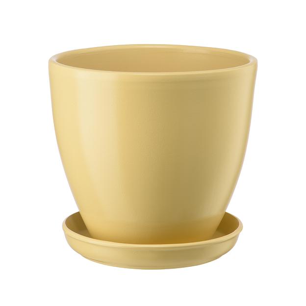 Керамический горшок "Бутон" с подставкой, 2,4л., Д175 Ш175 В158, бежевый фото 1