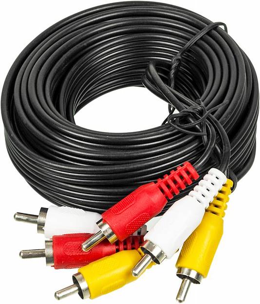 Кабель аудио-видео Ningbo 3хRCA (m)/3хRCA (m) 5м. черный (JAAC027-5) фото 1