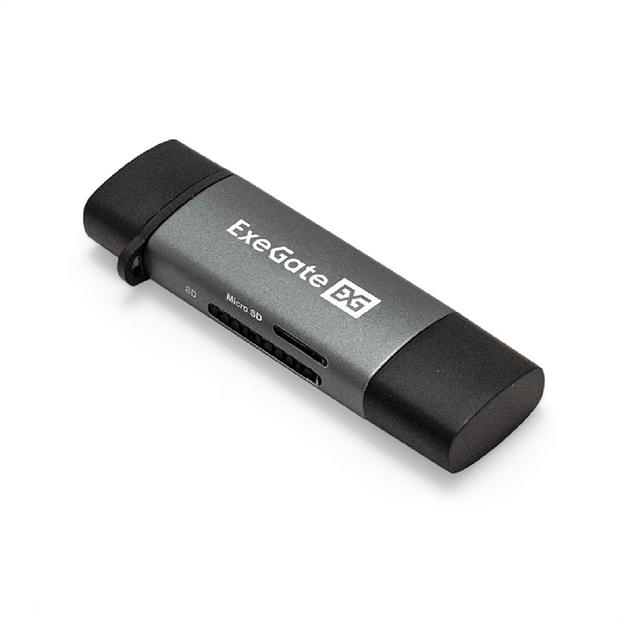 Exegate EX297630RUS Устройство чтения/записи карт памяти ExeGate CR-201CA (кабель-адаптер USB Type-A/Type-C --> Card Reader, поддержка стандартов: SD/SDHC/MMCII/RS MMC, Micro SD/ Micro SDHC/Micro SDXC фото 1