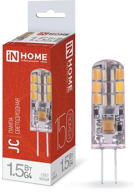 Лампа светодиодная LED-JC 1.5Вт 12В G4 4000К 150Лм IN HOME фото 1