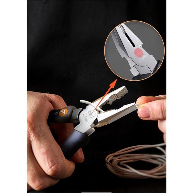 Комбинированные плоскогубцы "Home Series Gray" Deli HT2007C 180мм, эксклюзивный дизайн, рукоятка из высококачественного софттач пластика фото 3