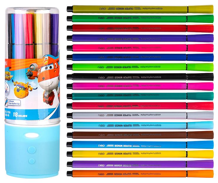 Фломастеры Deli EC150-18 Super Wings 12цв. пластиковая туба фото 2