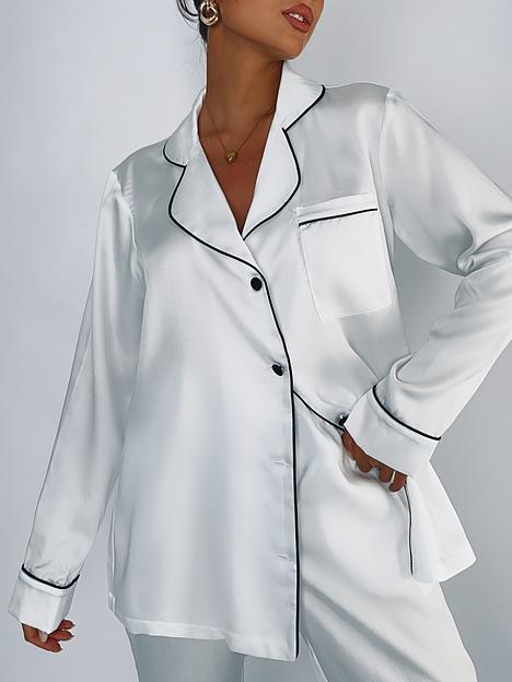 Пижама женская из тенселя с брюками и рубашкой «Белая», Опт фото 2