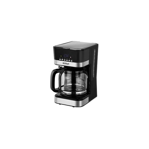 Кофеварка KitFort КТ-7627, капельная, черный / серебристый фото 1