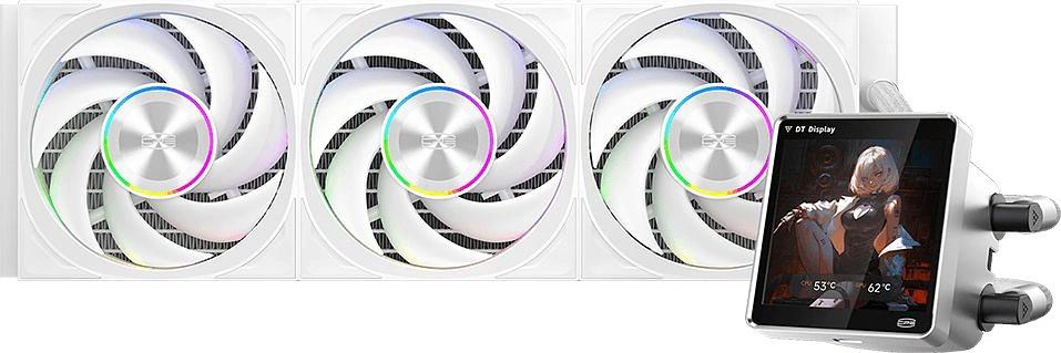 Система водяного охлаждения PcCooler DT360 Dsiplay ARGB Soc-AM5/AM4/1200/1700/1851 белый 4-pin 15-33.1dB Al LCD 320W Ret (DT360-WHAWXY-GL) фото 1