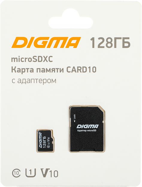 Флеш карта microSDXC 128Gb Class10 Digma CARD10 + adapter фото 1