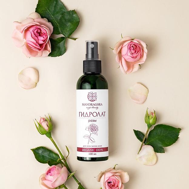 Натуральный гидролат розы, спрей для лица и волос Mandragora magic beauty 100 мл ОПТ фото 1