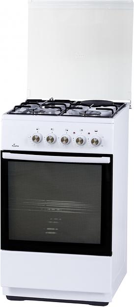 Плита Комбинированная Flama L RK 23-126 W белый (стеклянная крышка) реш.сталь фото 1