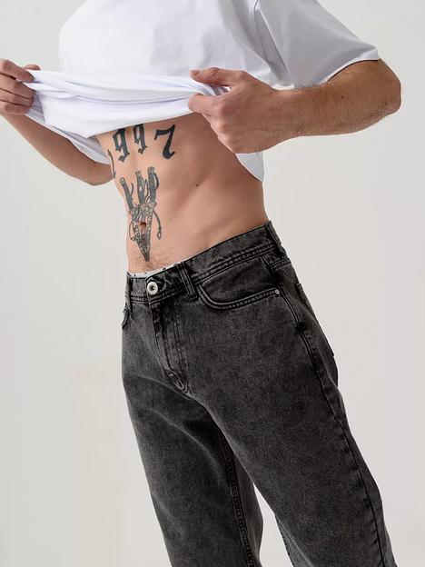Широкие джинсы бананы мужские JEXY, тёмно-серый фото 3