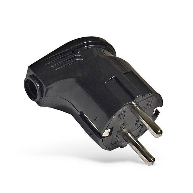 Вилка угловая с заземлением черная 16А 250В фото 1