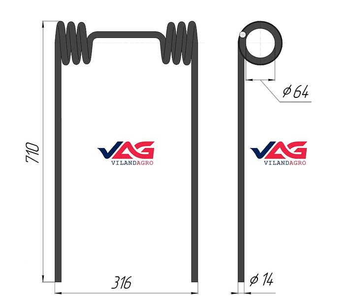 Зуб пружинный на борону пружинную B021750 ОПТ фото 2