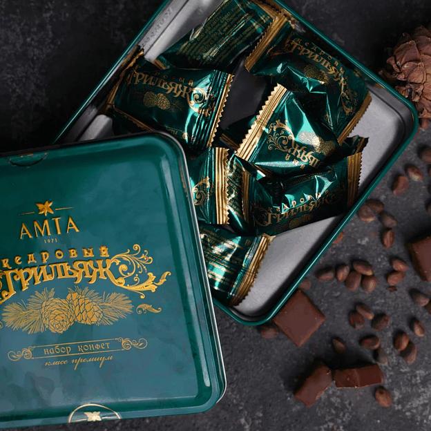 Конфеты Кедровый грильяж, Жестяная банка 150 гр, опт фото 1