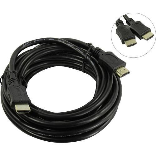 Wize C-HM-HM-5M Кабель HDMI, 5 м, v.2.0, 19M/19M, позол.разъемы, экран, черный, пакет фото 1
