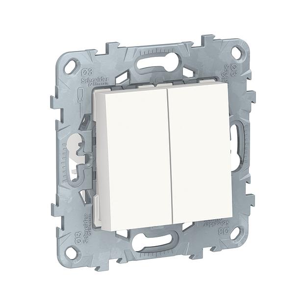 Переключатель двухклавишный SE NU521518 Unica New перекрестный белый NU521518 фото 1