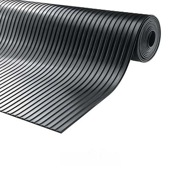 Покрытие резиновое широкий рубчик, чёрное фото 1