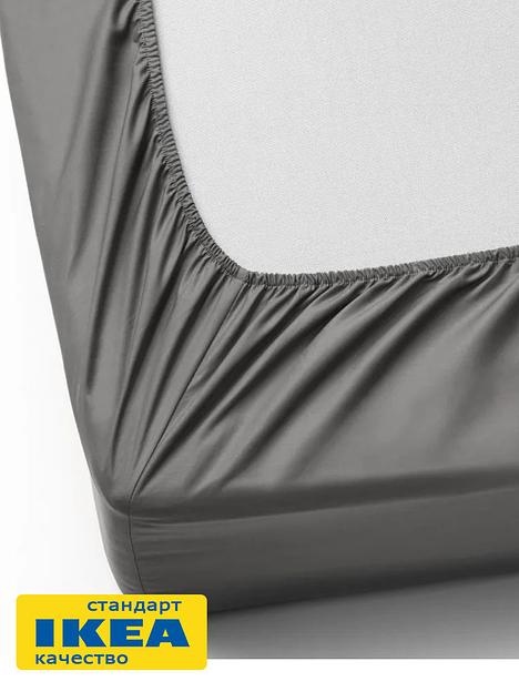 Простыня на резинке УЛЬВИДОРО (ИКЕА УЛЛЬВИДЕ) 160x200, серый, поплин KL-30336954 фото 3