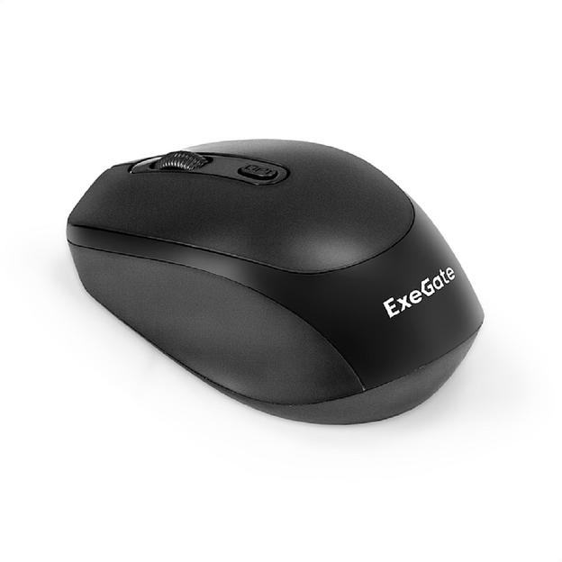 Exegate EX298896RUS Беспроводная мышь ExeGate Professional Standard SR-9005 (радиоканал 2,4 ГГц, USB, оптическая, 1200dpi, 4D, 4 кнопки и колесо прокрутки, черная, RTL) фото 1