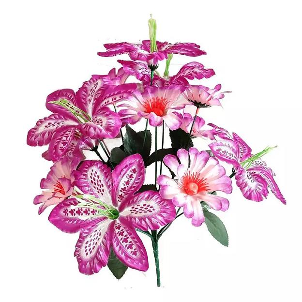 Цветочная композиция герберы с лилиями 12 голов (6+6) 38см 094-535+576 фото 2