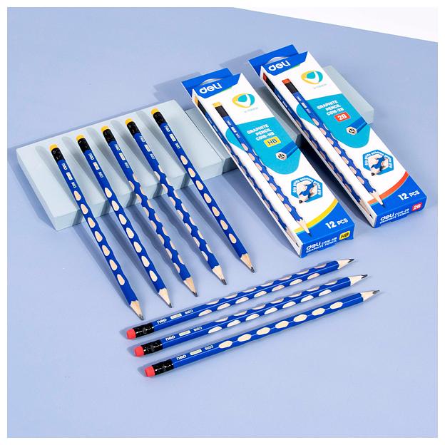 Карандаш ч/г Deli EC016-2B U-Touch 2B трехгран. (12шт) ластик фото 7