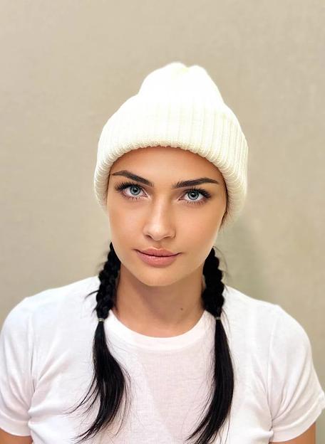 Шапка тыковка светло-бежевая ОПТ фото 1