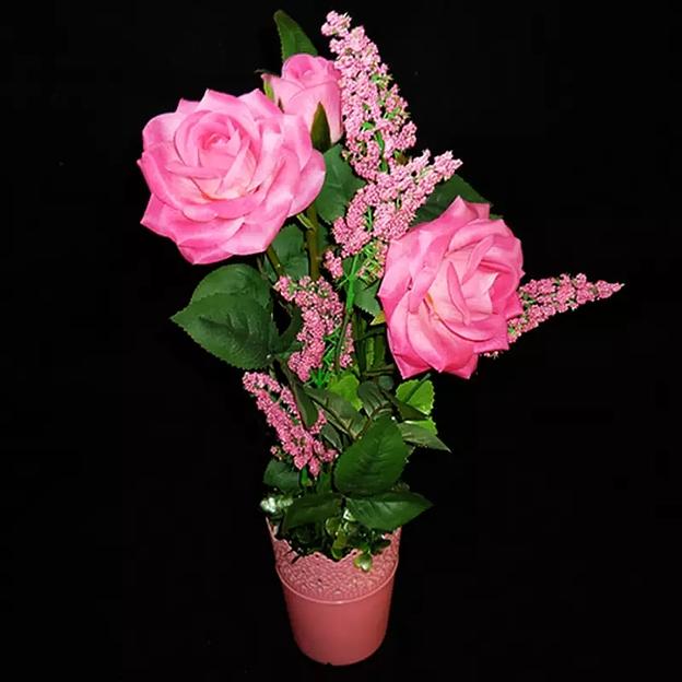 Букет искусственных роз в горшке 514 фото 4